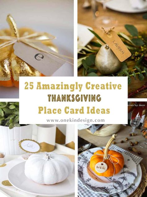 25 Amazingly Creative Thanksgiving Place Card Ideas Fall Place Cards, Place Card Ideas, Hosting Thanksgiving Dinner, Dinner Simple, Diy Place Cards, Place Settings Thanksgiving, Christmas Tree Lots, Thanksgiving Place Cards, Turkey Time