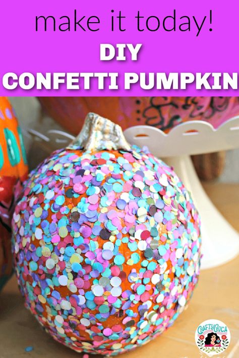 Yes, literally a confetti pumpkin, but other renditions as well! Confetti Pumpkin Craft, Confetti Pumpkin, Diy Confetti, Pumpkin Art, Trunk Or Treat, Painted Pumpkins, Pumpkin Decorating, Halloween Fun, Pumpkins