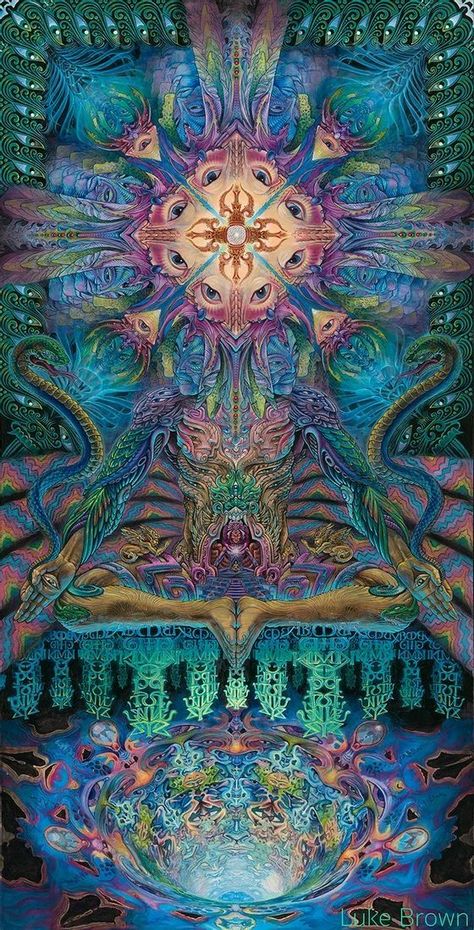 Luke Brown, Awakening Art, Trippy Visuals, Psychadelic Art, Esoteric Art, Psy Art, Consciousness Art, Brown Painting, Energy Art