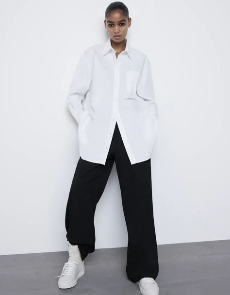 Lavender Shirt, Ruffle Collar Shirt, Zara Sale, Transitional Dressing, Shirt With Pocket, Relaxed Trousers, Straight Jacket, Outfits Streetwear, White Button Down Shirt