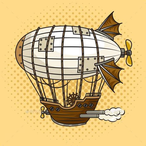 Airship Steampunk Pinup Pop Art Vector Pop Art Vector, Retro Vector Illustration, Illustration Comic, Pop Art Retro, Location Inspiration, Retro Vector, Comic Book Style, Ad Art, Book Style