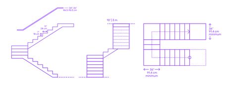 U-Shaped Straight Stairs Dimensions & Drawings | Dimensions.com Stairs Section, Stair Types, U Shaped Stairs, L Shaped Stairs, Stair Dimensions, Landing Stairs, Winder Stairs, Straight Stairs, Middle Eastern Restaurant