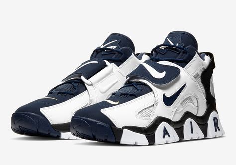 Nike Air Barrage Mid, Nike Air Barrage, Nike Boots, Air Shoes, Navy Sneakers, Kicks Shoes, Cheap Nike Air Max, Custom Nike Shoes, Nike Air Shoes