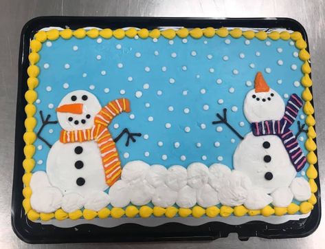 Snowman Sheet Cake, Winter Theme Cake Ideas, Winter Sheet Cake Designs, December Birthday Cakes, Winter Themed Cakes, Buttercream Cake Designs For Men, Christmas Sheet Cake Ideas, Christmas Sheet Cakes Decorated, Christmas Sheet Cake Designs