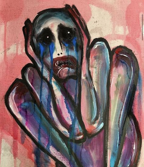 Weird Art Aesthetic, Fear Painting, Arte Peculiar, Soyut Sanat Tabloları, Grunge Art, Dark Art Drawings, Arte Sketchbook, Dark Art Illustrations, Creepy Art