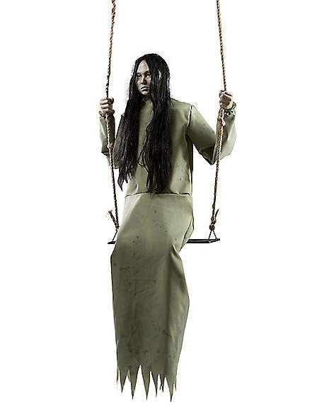 Empty Soul Girl On A Swing Static Prop - Spirithalloween.com Spirit Halloween Animatronics, Outside Halloween Decorations, Empty Soul, Creepy Girl, Terrifying Halloween, Haunted House Decorations, Yard Haunt, Scary Decorations, Make Halloween