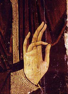 Christian Hand signs | Mythology and the Seasons Prithvi Mudra, Hand Mudras, Invisible Hand, Hand Symbols, Great Works Of Art, Cathedral Architecture, The Hierophant, Religious Paintings, Christian Symbols