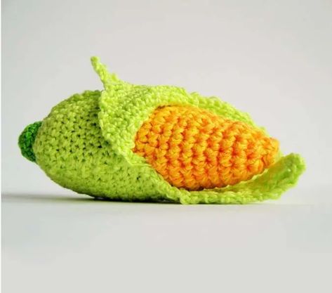 Crochet Corn, Food Amigurumi, Crochet Vegetables, Play Kitchen Food, Play Market, Crochet Toys Free Patterns, Knitted Toys Free Patterns, Corn Cob, Crochet Abbreviations