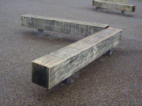 New fixed Oak Benches Landscaping With Railroad Ties, Railroad Ties Landscaping, Timber Bench Seat, Railroad Tie, House Garden Landscape, Railroad Ties, Railway Sleepers, Oak Bench, Fire Pit Backyard