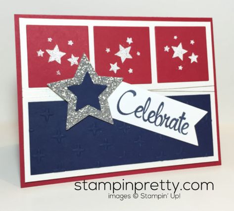 Happy 4th of July & Patriotic Card Idea | Stampin' Pretty Perpetual Birthday Calendar, Military Cards, Mary Fish, Stampin Pretty, Star Cards, July Birthday, Summer Cards, Grandin Road, Happy 4th Of July