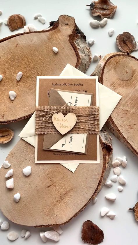 Wooden Wedding Invitations, Romantic Rustic Wedding, Rustic Wedding Decorations, Rustic Wedding Invitation, Wedding Invitation Video, Country Wedding Invitations, Wedding Invitations Romantic, Country Weddings, Laser Cut Wedding Invitations