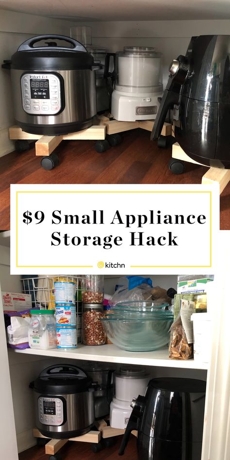 Small Appliance Organizing Ideal - Home Depot | Kitchn Small Appliance Storage, Kitchen Appliances Organization, Appliance Storage, Small Kitchen Appliance Storage, Kitchen Credenza, Store Kitchen Appliances, Kitchen Appliance Storage, Small Kitchen Organization, Small Appliance