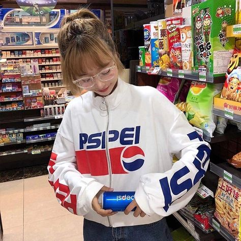 girl icon Cute Kawaii Aesthetic, Pepsi Logo, Tumblr Fashion, Kawaii Aesthetic, Logo Sweatshirt, Ulzzang Fashion, Cute Kawaii, Discount Code, Varsity Jacket