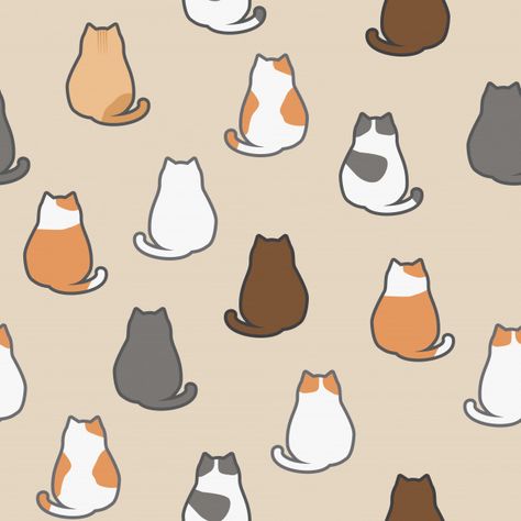 Cute adorable funny cat sitting back animals cartoon seamless pattern wallpaper background Premium Vector Cartoon Cat Sitting, Cat Pattern Wallpaper, Cute Cat Pattern, Cat Patterns, Iphone Wallpaper Cat, Cats Pattern, Funny Cat Wallpaper, Animals Cartoon, Cat Background