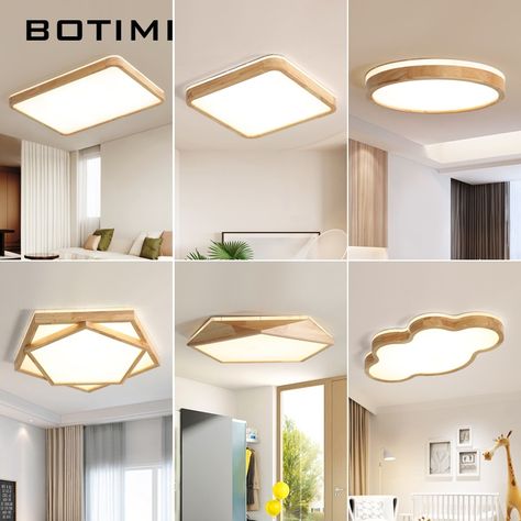 Low Ceiling Lighting Bedroom, Bedroom Lamps Ceiling, Wooden Ceiling Light, Flat Ceiling Lights, Ceiling Lights Diy, Painted Living Room Furniture, Ceiling Lamp Design, Low Ceiling Lighting, Mounted Lamp