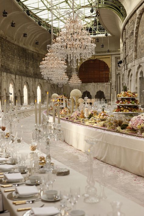 Long Tables + Wedding Receptions - Part 2 - Belle the Magazine . The Wedding Blog For The Sophisticated Bride Long Table Wedding, Shabby Chic Wedding, Long Table, Banquet Hall, The Ceiling, High Tea, Reception Decorations, Chic Wedding, Decoration Table