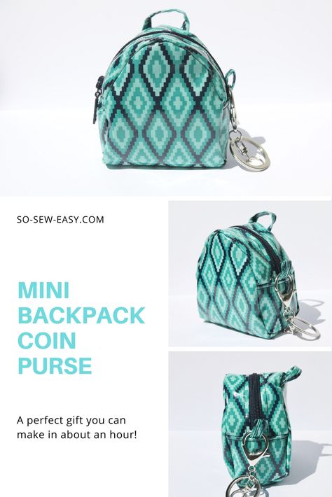 Mini Backpack Coin Purse Pattern - Thumbelina https://so-sew-easy.com/mini-backpack-coin-purse-pattern/ #freesewingpattern #freesewing #sewingpattern #freetutorial #soseweasy Cosmetic Bag Pattern, Backpack Pattern Sewing, Purse Patterns Free, Sewing Tutorials Bags, Backpack Sewing, Coin Purse Pattern, Purse Sewing Patterns, Mini Backpack Purse, Purse Pattern