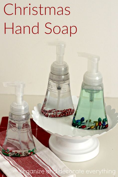 Diy Christmas Soap Dispenser, Soap Dispenser Diy, Paper Flower Ideas, Hand Soap Gift, Crafts For Beginners, Diy Hand Soap, Christmas Trinkets, Holiday Soap, Christmas Soap