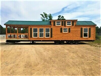 ELEGANT RUSTIC CABINS TINY HOMES THOW CUSTOM BUILT - MANY FLOOR PLANS - MOVABLE | eBay Trailer Tiny House Floor Plans, Cute Mobile Homes, Log Cabin Mobile Homes, Pre Built Cabins, Modular Log Homes, Cottage Building, Tiny Log Cabins, Tumbleweed Tiny Homes, Arched Cabin