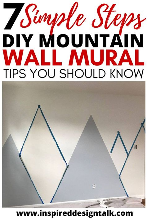 nursery mountain mural Baby Room Mural Ideas, Mountain Mural Kids Room, Nursery Mountain Mural, Diy Mountain Mural, Mountain Nursery Wall, Diy Mountain, Mountain Bedroom, Nursery Inspiration Girl, Mural Diy