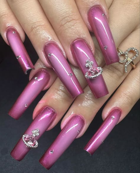 Pink Chrome Nail Designs, Air Brush Nails, Pink Chrome Nail, Chrome Nail Designs, Extra Nails, Pink Chrome Nails, Art Designs Ideas, Chrome Nails Designs, Airbrush Nails