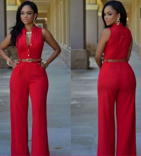 Marlene Hose, La Fashion District, Afrikaanse Mode, Corporate Attire, Solid Jumpsuit, Jumpsuit Elegant, Red Jumpsuit, Jumpsuit Fashion, 2016 Fashion