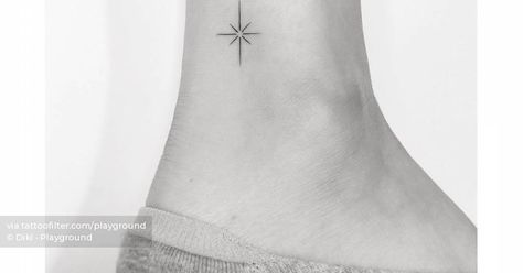 North Star Ankle Tattoo, Star Ankle Tattoo, Northstar Tattoo, North Star Tattoo, North Star Tattoos, Fineline Tattoos, Tattoo Ankle, Astronomy Stars, Star Tattoo