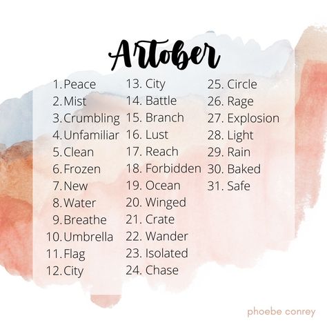 Art Prompts Challenges, October Prompts, Drawing List, Prompts Art, Draw Challenge, Challenges Ideas, Abs Art, Artist Lifestyle, Art Journal Challenge