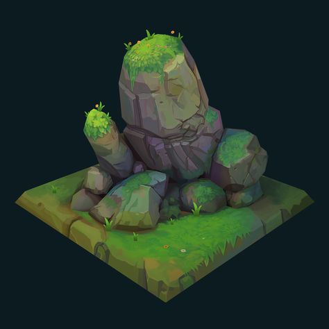 ArtStation - Rock study Stylized Rock, Rock Study, Bg Design, Hand Painted Textures, 2d Game Art, Landscape Concept, Substance Painter, Hand Painted Stones, Art Station