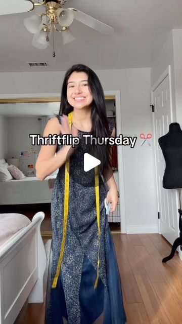 Tracy Garcia on Instagram: "Thriftflip this vintage dress with me✂️ Dancing: @klaveunderground #vintagedress #thriftflipthursday #thrifted #thrifteddress #upcycledvintage #sewing #sewingskills #upcycled #fashion #glitterdress #halterdress #salsadancing" Thrift Dress Transformation, Dress Upcycle Refashion, Turn Dress Into Top, Upcycle Dress Refashioning, Thrift Upcycle Clothes Ideas, Upcycled Prom Dress, Upcycling Dress, Thrift Upcycle Clothes, Refashion Clothes Upcycling