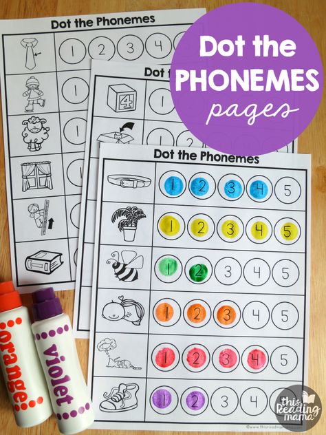 Phonemes Worksheets - Dot and Count the Phonemes - This Reading Mama Phonemic Awareness Kindergarten, Phoneme Segmentation, Rhyming Worksheet, Emergent Literacy, Phonological Awareness Activities, Activities Kindergarten, Phonemic Awareness Activities, Dot Worksheets, Phonological Awareness