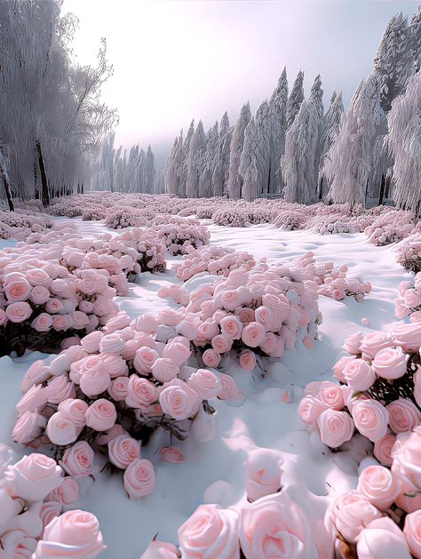 Flowers In The Snow, Nostalgic Summer, Sleep Hacks, Pretty Flowers Pictures, Snow Rose, Snowy Field, Expensive Things, Easy Hacks, Pink Wallpaper Backgrounds