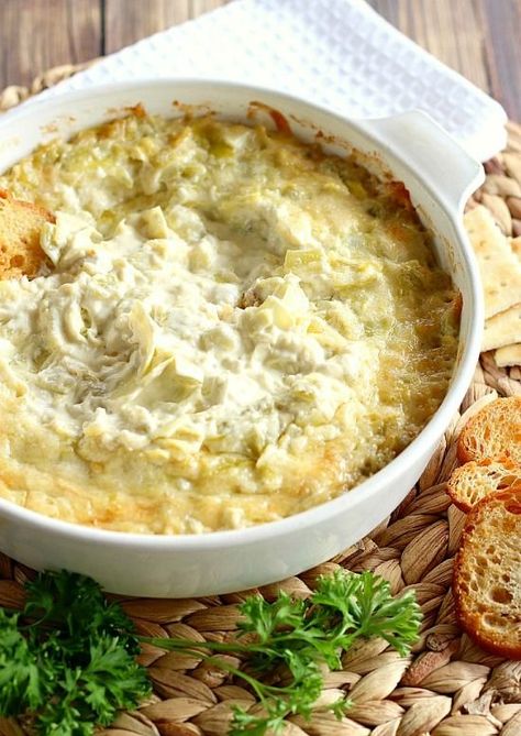 This Artichoke Dip is made with few ingredients, but is really THE best artichoke dip ever. This original is the classic for good reason. Artichoke Dip Recipe Easy, Artichoke Dip Easy, Hot Artichoke Dip, Bacon Dip, Artichoke Dip Recipe, Asiago, Artichoke Dip, Easy Appetizer Recipes, Dip Recipe