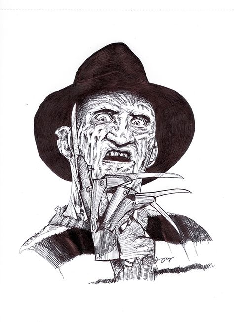 Fred Kruger, Freddy Krueger Drawing, Freddy Krueger Tattoo, Freddy Krueger Art, Horror Movie Tattoos, Horror Drawing, Movie Tattoos, Theme Tattoo, Horror Artwork