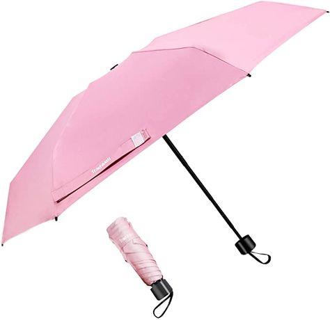 Amazon.com : TradMall Mini Travel Umbrella, Portable Lightweight Compact Parasol with 95% UV Protection for Sun & Rain, Pink : Sports & Outdoors Portable Pink Travel Accessories, Mini Umbrella Aesthetic, My Melody Umbrella, Pink Umbrella For Rainy Season, Compact Umbrella, Travel Umbrella, Pink Sports, Physical Properties, Girl Friend