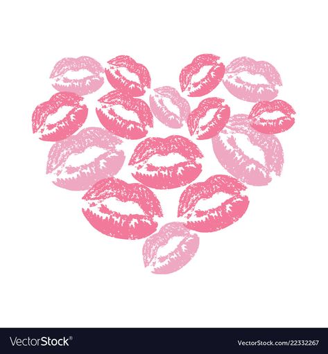 Heart with lipsticks prints heart full of kisses Vector Image Fashion Lettering, Cosmetics Background, Beauty And Cosmetics, Design Tshirt, Single Image, Lipsticks, The Prestige, Happy Valentine, Png Images