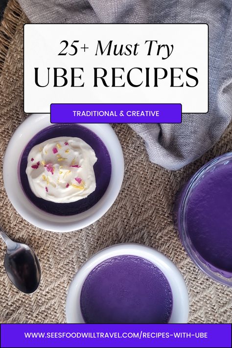 Healthy Ube Recipes, Ube Suman Recipe, Ube Recipes Savory, Ube Desserts Filipino Food, Easy Ube Recipes, Filipino Recipes Dessert, Recipes Using Ube Condensed Milk, Ube Recipes Filipino Desserts, Ube Creme Brulee