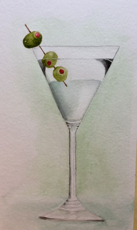 Martini Glass Watercolor, Martini Watercolor Painting, Watercolor Martini Art, Watercolor Cocktail Art, Martini Pics, Watercolor Martini, Martini Drawing, Martini Watercolor, Martini Wallpaper