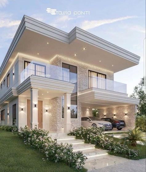 Modern Bungalow House Design, House Outer Design, Two Story House, Modern Bungalow House, Building House Plans Designs, Modern House Facades, House Arch Design, Modern Exterior House Designs, Beautiful House Plans