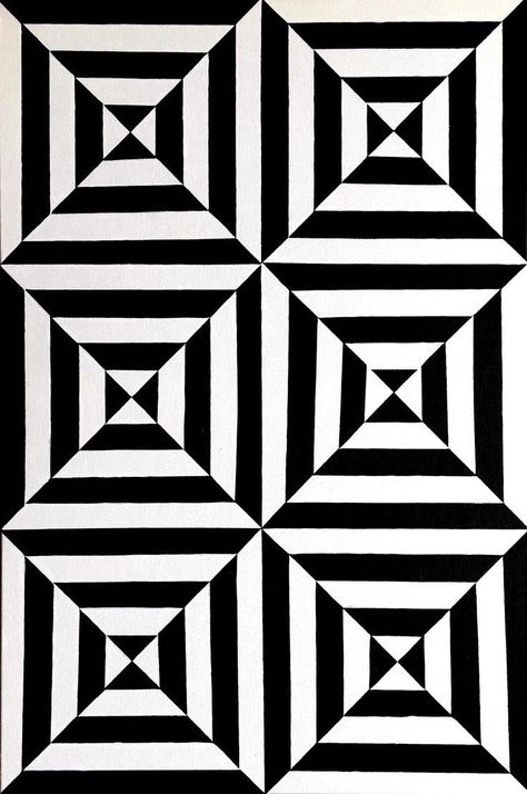 Illusion Kunst, Op Art Lessons, Optical Illusion Quilts, Design Stencils, Opt Art, Quilt Board, Optical Illusion Drawing, Illusion Drawings, Modern Geometric Art