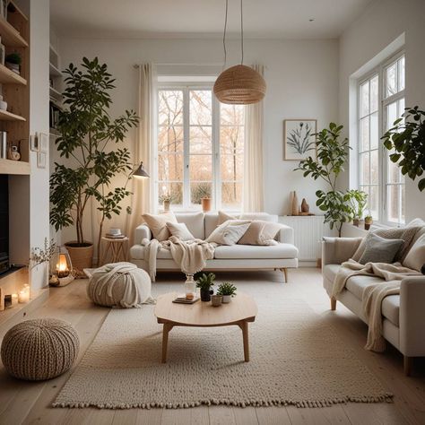 Neutral Wooden Living Room, Living Room Light Wood Furniture, Light Wooden Floors Living Room Decor, Neutral Airy Living Room, California Boho Living Room, Oak And White Living Room, Light Coloured Living Room, Living Room Inspiration White Walls, Neutral Scandinavian Living Room