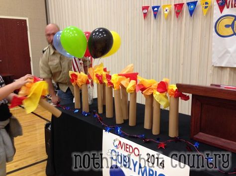 Cub Scout Pack Meeting - Winter Olympics aka Cublympics Cub Scout Pack Meeting Ideas, Cub Scouts Activities, Winter Olympics Party, Blue And Gold Ceremony, Blue And Gold Banquet Ideas, Pack Meeting Ideas, Cub Scout Games, Scouts Activities, Beaver Scouts