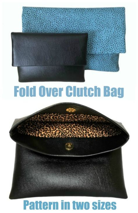 Fold Over Clutch Bag pattern in 2 sizes. This purse is very easy to sew, even for a beginner sewer. A perfectly designed sewing pattern for a clutch bag that never goes out of fashion. Easy fold over clutch bag sewing pattern that can be folded or rolled. Two sizes of DIY clutch bag to sew in the same pattern. Works for cork, cottons, leather and vinyl. #SewModernBags #SewABag #BagSewingPattern #SewAClutchBag #ClutchBagSewingPattern #BeginnerSewingPattern Sew Clutch Purse Diy, Sewing A Clutch Purse, Simple Clutch Pattern, How To Make A Clutch Purse Diy, Easy Clutch Sewing Pattern, Diy Leather Clutch Bag, Easy Bag Tutorial, Easy Leather Bag Pattern, Sew Clutch Purse