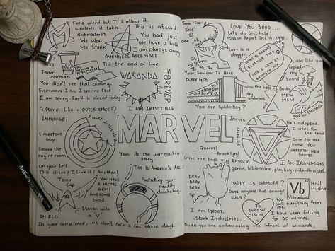 Avengers Journal Ideas, Cute Marvel Doodles, Marvel Iconic Lines, Marvel Doodle Art, Marvel Drawing Ideas, Doodle Marvel, Marvel Doodle, Marvel Doodles, Iron Man Drawing