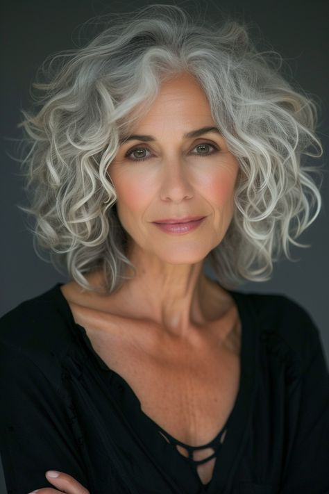 79+ Curly Hairstyles for Women Over 60 Perfect Curly Hair, Medium Length Curls, Grey Curly Hair, Grey Hair Inspiration, Top Hairstyles, Chic Hairstyles, Short Curly Hair, Hairstyles For Women, Elegant Hairstyles