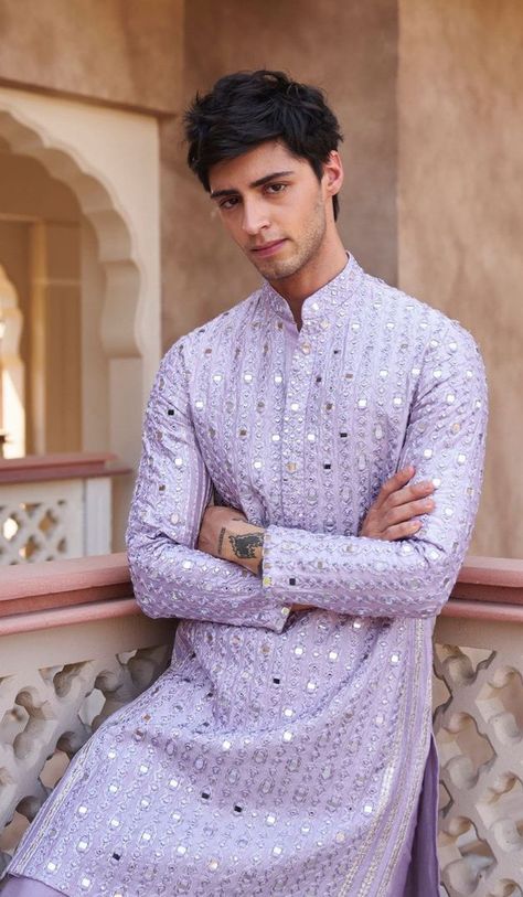 Lavender Sherwani For Men, Lavender Colour Kurta For Men, Lavender Kurta Men, Purple Kurta For Men, Traditional Indian Mens Clothing, Kurta Designs Men's, Indian Wedding Suits Men, Latest Kurta Designs, Indian Wedding Clothes For Men