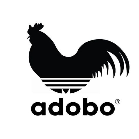 An obvious spoof of the Adidas logo, as a paean to the unofficial national dish of the Philippines. It's actually my favourite dish to experiment with, just because the basic recipe is so forgiving and flexible. I usually switch up the acids and the salty flavours, and don't always sautee, as is traditionally prescribed. I add all manner of veggies too -- olives and mushrooms, mostly, sometimes even grapes. Obviously my specialty. Spoof Logo Design, Funny Logo Humor, Group Photo For Gc, Homemade Posters, Guess The Logo, Logo Parody, Funny Logo, Filipino Memes, Dj Images