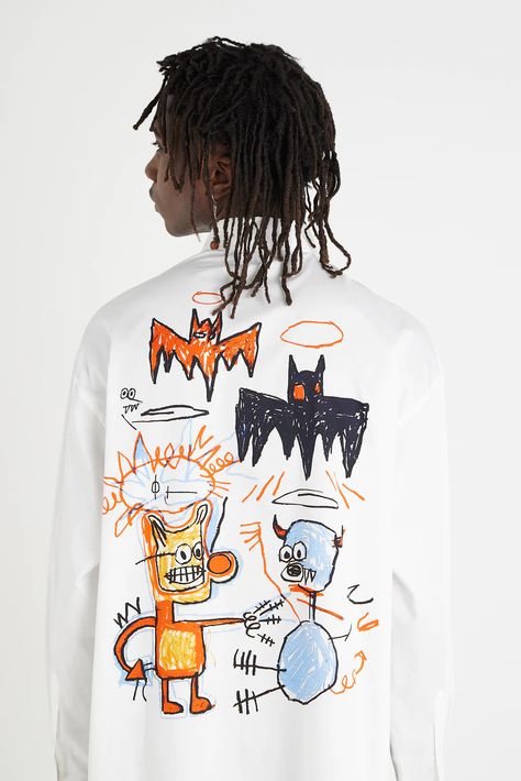 Basquiat Clothes, Basquiat Fashion, Paint Shirt, Michel Basquiat, Paint Shirts, Jean Michel Basquiat, Jean Michel, Baby Tshirts, Batman