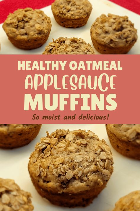 Easy Applesauce Muffins, Oatmeal Applesauce Muffins, Recipe Using Applesauce, Applesauce Muffin Recipe, Easy Applesauce, Baking With Applesauce, Applesauce Cookies, Oatmeal Muffins Healthy, Applesauce Muffins