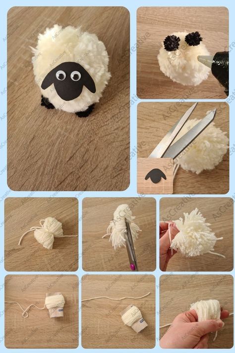 Påskeaktiviteter For Barn, Pom Pom Animals, Sheep Crafts, Diy Yarn Crafts, Pom Pom Crafts, Succulent Gardening, Easter Decorations Vintage, Easter Decorations Kids, Easter Decorations Outdoor